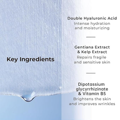 '+WIS+ Hyaluronic Acid Face Mask 24 EA with Hyaluronic Acid Serum and Vitamin B5, Hydrating Facial Mask for Dry Skin, Anti-Aging Mask to Plump and Repair Dehydrated Skin, Safe on Sensitive Skin