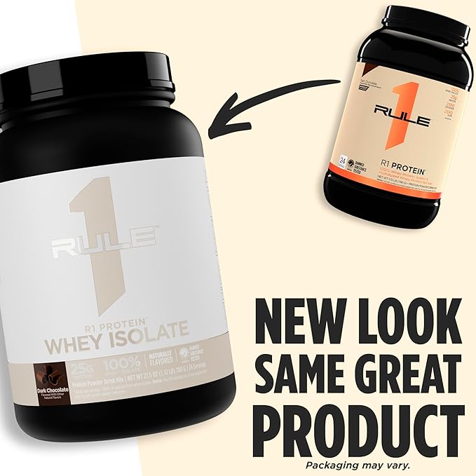 Rule 1 Naturally Flavored R1 Protein Whey Isolate - Clean Formula with 25g Protein & 6g BCAA Exclusively Isolated & Hydrolyzed Sources for Workout Recovery (4.3 Pounds*, Unflavored)