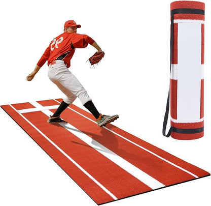 10x3 FT Softball Pitching Mat with Mound, Anti-Fade Softball Practice Turf Mat Indoor Outdoor Pitching Training Matt with Anti-Slip Bottom
