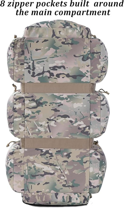100L Large Military Duffle Bag Deployment Duffel Bag Sports Equipment Travel Luggage Bag with Detachable Backpack Straps…