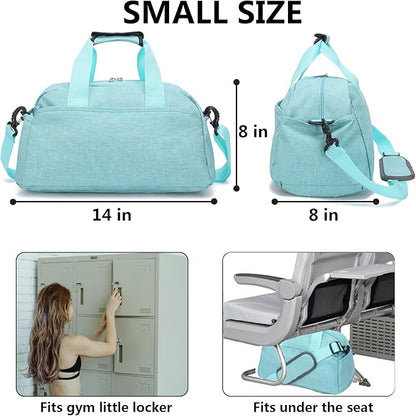 14 inch Small Gym Bag for Women & Men, Mini Duffel Bag for Travel Sports Lightweight Carry On Bag (Light Green)