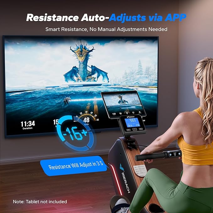 MERACH Rowing Machines for Home, Powerful Electromagnetic Row Machine with 51.2" Extended Rail, 16-Level Handle Resistance Adjustment Rower, 350 LBS Load Capacity, Ergonomic Comfort Seat, Easy Storage