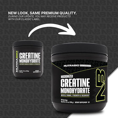 NutraBio Pure Micronized Creatine Monohydrate Powder Supplement, Unflavored, (150 g) - Supports Bulk Muscle Energy, Recovery, and Strength - HPLC Tested Creatine Powder Supplement for Men and Women