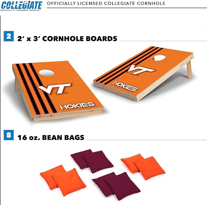 2' x 3' Solid Wood Cornhole Set with Direct Print HD Team Graphics – Great Gift for Any NCAA Fan! Bean Bag Toss Family Outdoor Games