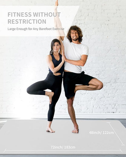 CAMBIVO Large Yoga Mat (6'x 4'), Extra Wide Workout Mat for Men and Women, Yoga Mat Thick 1/3 &1/4 Exercise Mats for Home Workout, Yoga, Pilates (Black,1/4 inch)