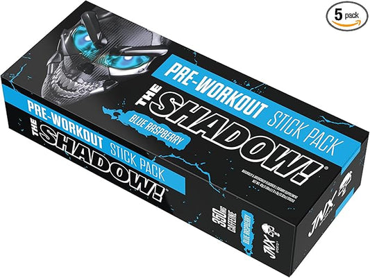 JNX SPORTS The Shadow! High Stim Preworkout - Blue Raspberry 5 Servings | 350mg of Caffeine