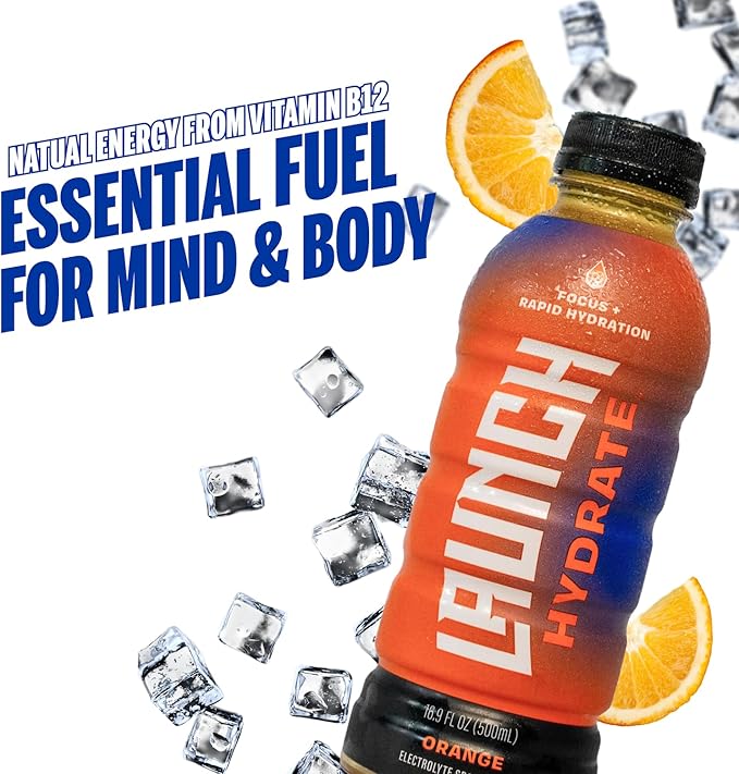 Sports Drink 12-Pack – Orange Flavor – Real Cane Sugar, 3x Electrolytes, Cognizin for Focus, Natural Juice, No Artificial Dyes – Trusted by Perfect Game