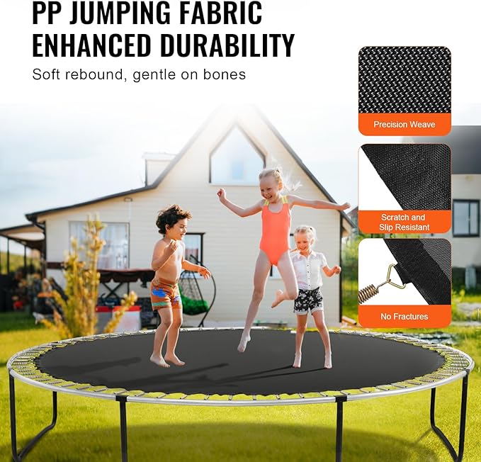 VEVOR Replacement Trampoline Mat, Universal Jumping Round Trampoline, Reinforce UV-Resistant Mat with Spring Tool & Durable V-Rings