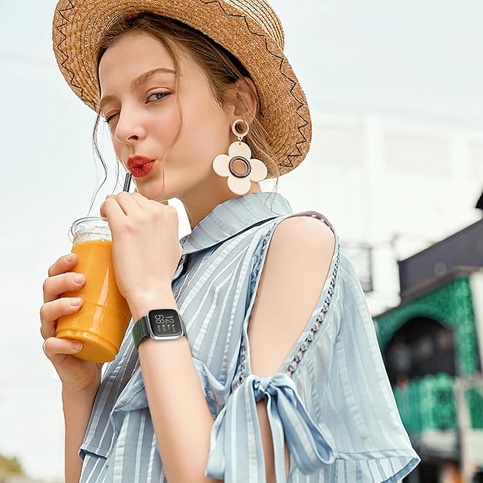 Tiptops 3 Pack Bands Compatible with Fitbit Versa 2/Fitbit Versa/Versa Lite/Versa SE for Women Men, Soft Nylon Sports Loop Replacement Wristband for Fitbit Versa 2 Straps