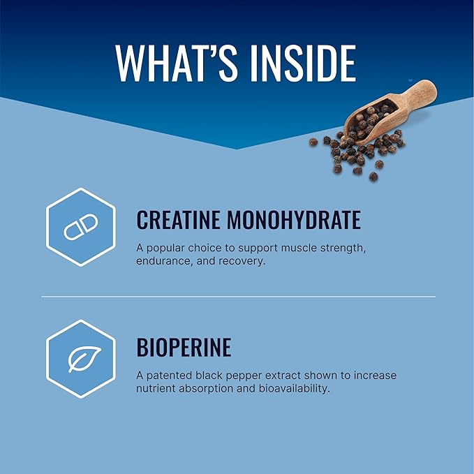 Approved Science Creatine Monohydrate Powder with BioPerine - Supports Lean Muscle Growth and Recovery - 60 Servings - 5g Per Serving - Unflavored - Non-GMO, Vegan