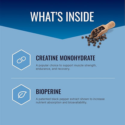 Approved Science Creatine Monohydrate Powder with BioPerine - Supports Lean Muscle Growth and Recovery - 60 Servings - 5g Per Serving - Unflavored - Non-GMO, Vegan