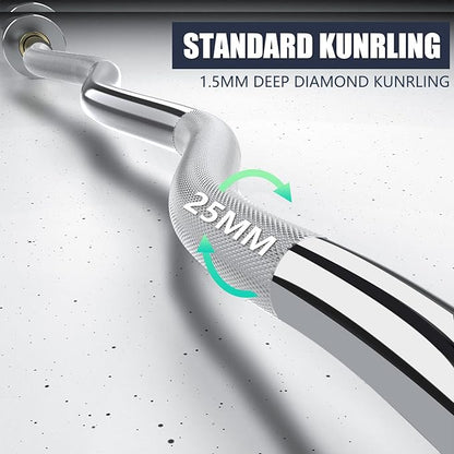 TECHNOAGE Olympic EZ Curl Bar, 47" Curl Bar(350/500LBS Capacity) 20LB, Solid Steel, Chrome Finish Barbell with Copper Sleeve and Bearing for 2-inch Plates, for Weight Lifting,Hip Thrusts,Squat,Biceps-Home Gym Weight Bar