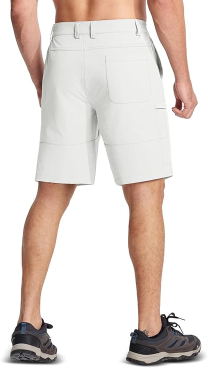 MAGCOMSEN Men's Hiking Cargo Shorts Quick Dry Lightweight 9" Golf Shorts Summer Casual Work Outdoor with 5 Zipper Pockets