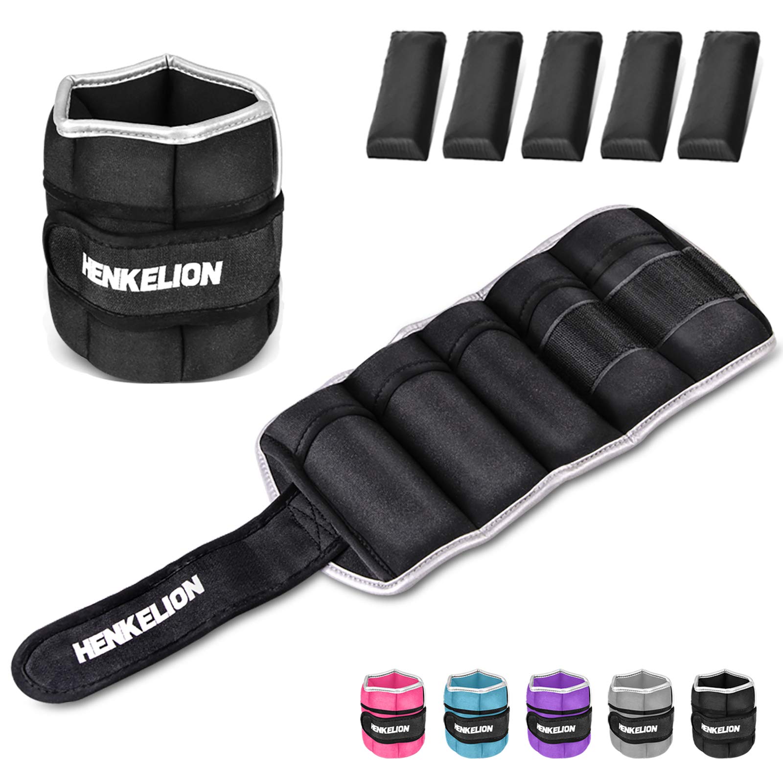 Henkelion 1 Pair 10 Lbs Adjustable Ankle Weights For Women Men Kids, Strength Training Wrist And