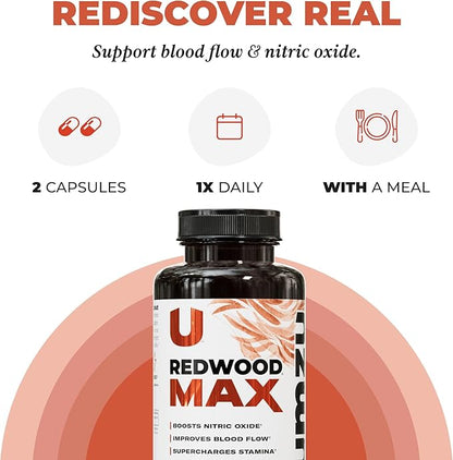 UMZU Redwood Max Nitric Oxide Booster, 1-Month Supply ??Advanced Nitric Oxide Supplement with Fitnox Blend, Pine Bark, Resveratrol & Tart Cherry ??Promotes Healthy Circulation, Energy and Recovery