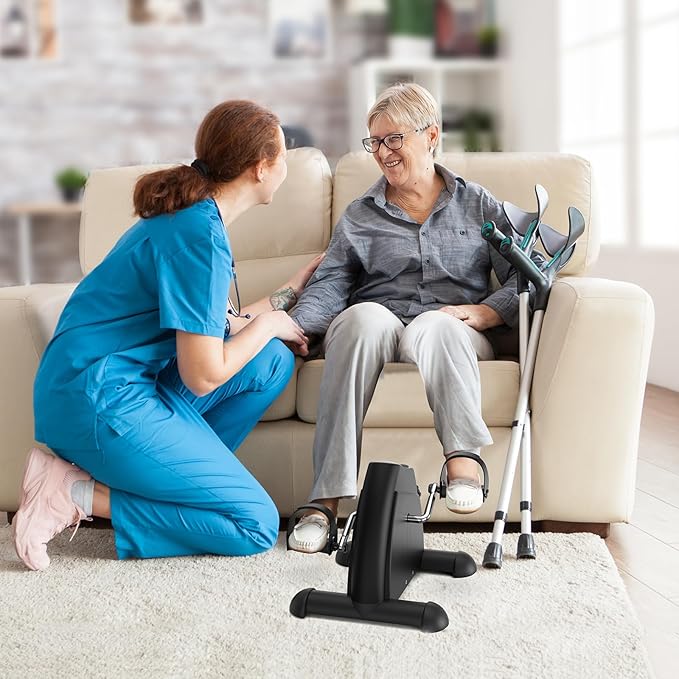 Sportneer Under Desk Bike Pedal Exerciser: Mini Exercise Bike Portable Peddler Sitting for Seniors with LCD Display Arm & Leg Bike Pedals Exerciser with Anti-Skid Mat for Home Office