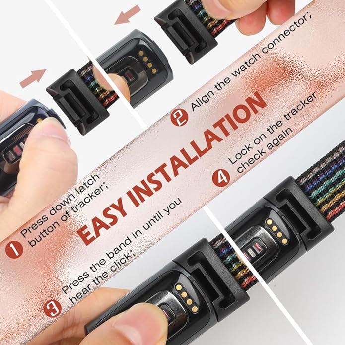 Sport Loop Nylon Watch Bands Compatible with Fitbit Charge 6/5, Adjustable Breathable Replacement Soft Nylon Loop Wristband for Women/Men