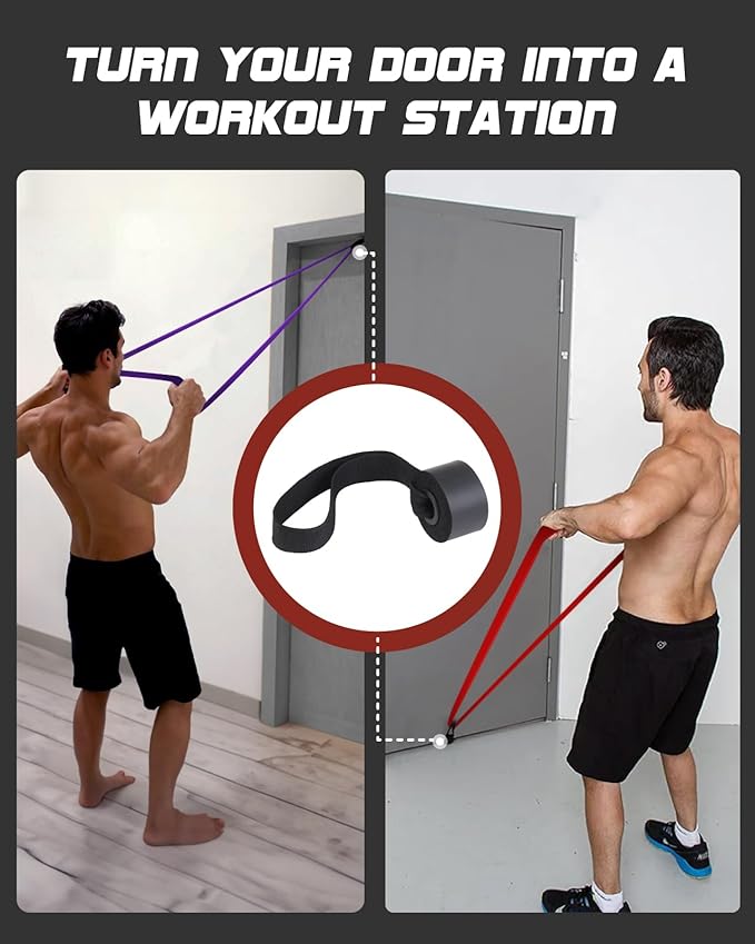 Resistance Bands Set - Pull Up Bands for Men Women, Exercise Bands Resistance with Door Anchor, Training Poster & Pouch for Body Stretching, Pull Up Assist