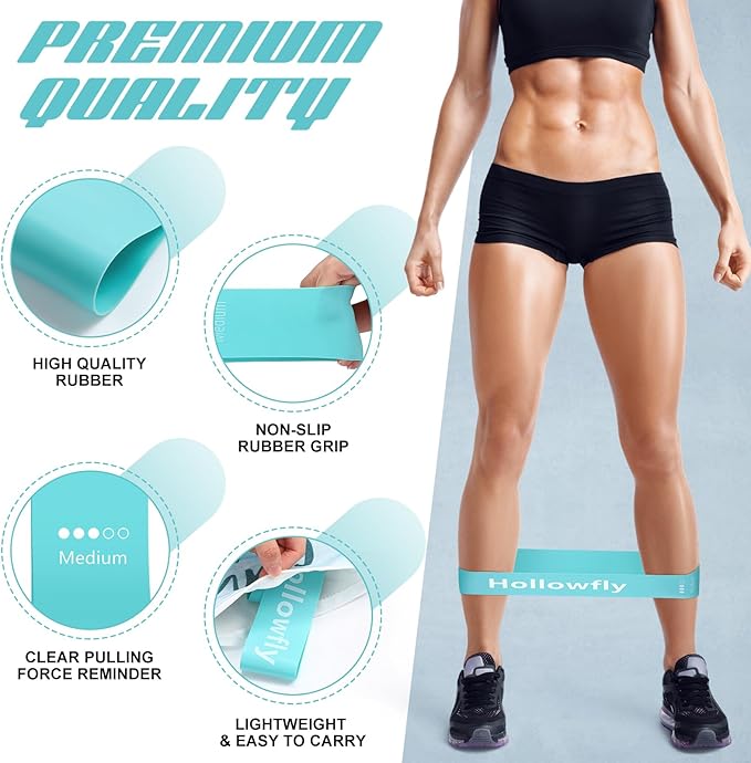 12 Pcs Latex Resistance Loop Exercise Bands for Booty Workout Stretch Exercise Bands Non Slip for Legs Squat Resistance Loop Women Men Starter Butt Hip Thigh Fitness