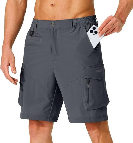 Men's Hiking Cargo Shorts Quick Dry Lightweight Travel Shorts with Multi Pockets for Fishing