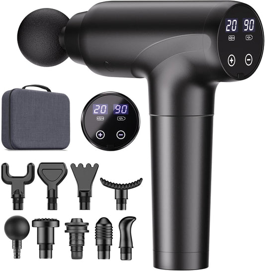 cotsoco Massage Gun Deep Tissue, Muscle Massage Gun with 9 Attachment Heads 20 Speeds & Silent