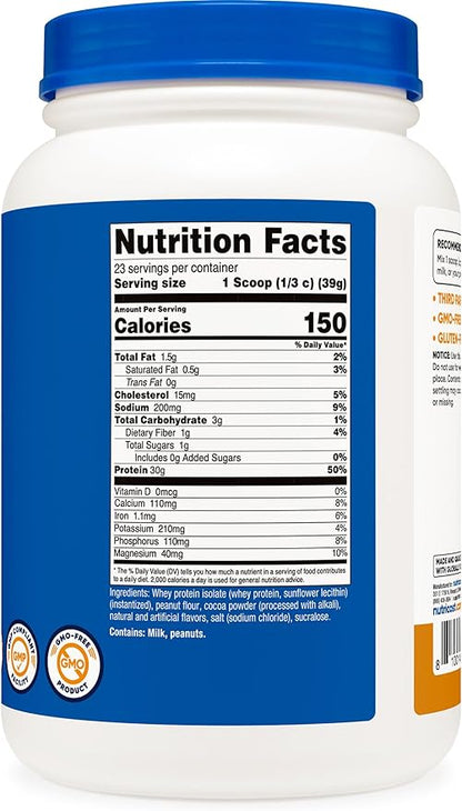 Nutricost Whey Protein Isolate (Chocolate Peanut Butter, 2 Pound) Protein Powder