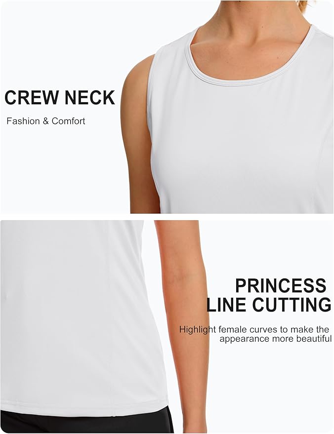 TACVASEN Women's UPF 80+ Workout Tank Top Sleeveless Quick Dry Sun Protection Hiking Athletic Gym Yoga Running Shirts