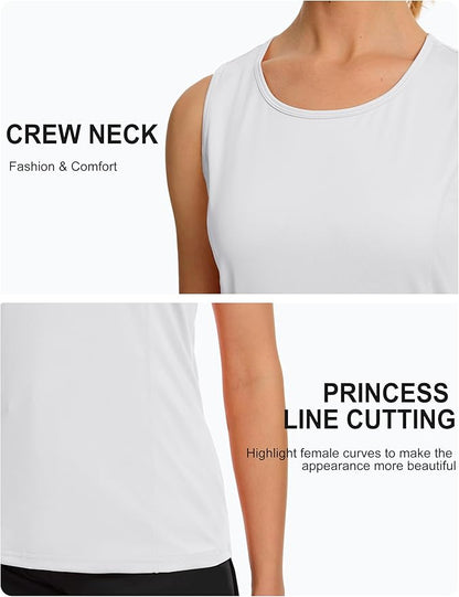 TACVASEN Women's UPF 80+ Workout Tank Top Sleeveless Quick Dry Sun Protection Hiking Athletic Gym Yoga Running Shirts