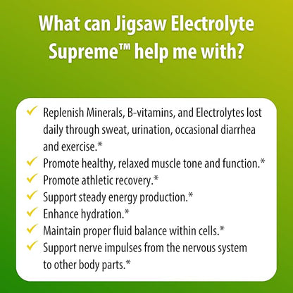 Jigsaw Health Electrolyte Supreme | Broad Spectrum of Electrolytes + Trace Minerals | Lemon-Lime Flavor | 60 Servings (Jar)