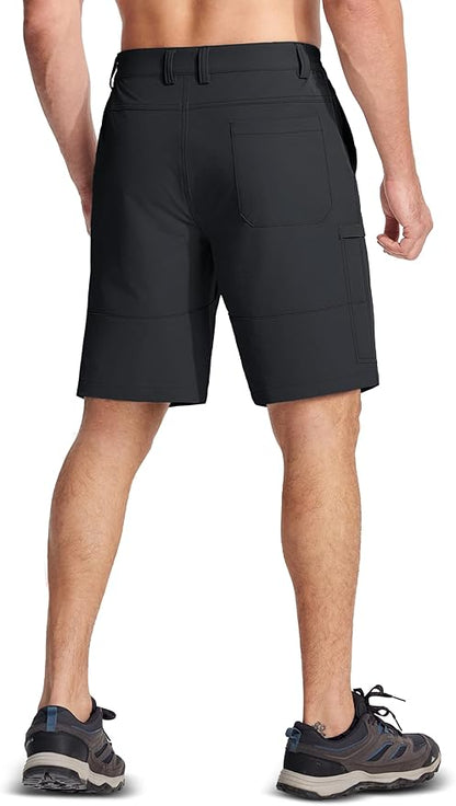 MAGCOMSEN Men's Hiking Cargo Shorts Quick Dry Lightweight 9" Golf Shorts Summer Casual Work Outdoor with 5 Zipper Pockets