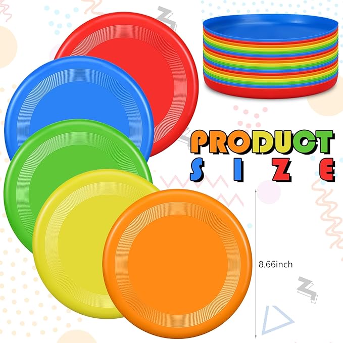 10 Pack Flying Disc Disk Flyer Disc Outdoor Training Interactive Flying Discs Bulk for Adults Dogs for Sports Favors, 5 Colors