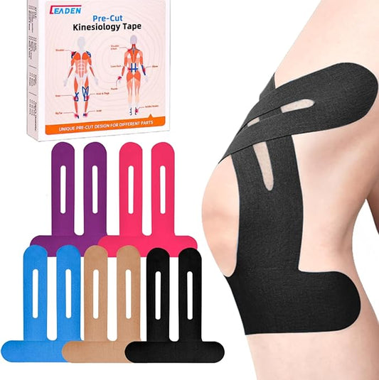 IEADEN Precut Kinesiology Tape for Knees, 10 Pcs, 5 Colors - Knee Support & Stability, Knee Pain