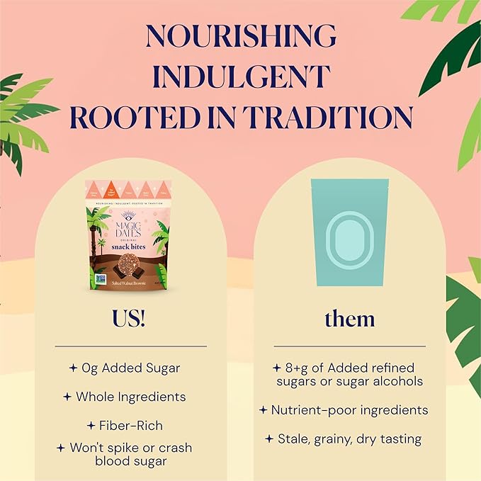 MAGICDATES Date Snack Bites | Salted Walnut Brownie – 4 Bags (16 Servings) | Medjool Dates | Himalayan Pink Salt | No Added Sugar | Vegan | Paleo | Gluten-Free | Healthy Chocolate Dessert