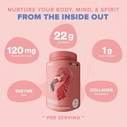 Fitmingo Vegan Protein Powder with Inositol, Collagen Boosters, Hyaluronic Acid and Vitamins | Low Carb, Dairy Free, Low Calorie | 23g Plant Based Blueberry Protein Powder with Myo-Inositol