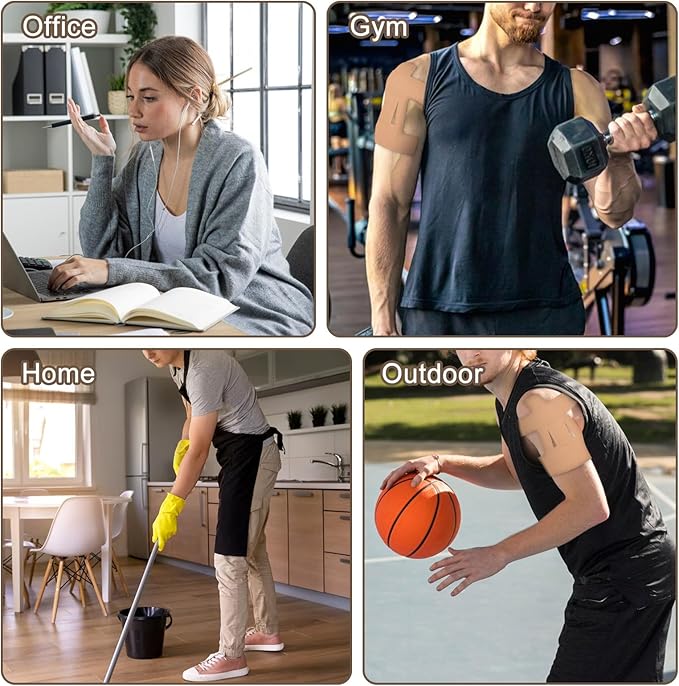 15 Pcs Precut Kinesiology Tape for Shoulder, Latex-Free Shoulder Tape for Pain Relief, Muscle Strips Kinesiology Tapes Precut, Sports Tapes Athletic Patch Support Muscle Elastic Breathable(Skin Color)