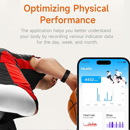 Smart Health Wristband, Fitness & Activity Tracker, One-Touch Measurement Function, Measuring Heart Rate, Sleep, Stress Health Data, 120+ Exercise Modes, Wearable Health Tracker with GPS