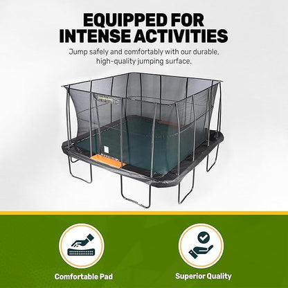 JumpKing Rectangle Trampoline Outdoor with Enclosure, Ladder, and Net, Large Recreational Trampoline for Kids and Adults, ASTM Compliant, Heavy Duty, Weather-Resistant, 1200LBS Capacity