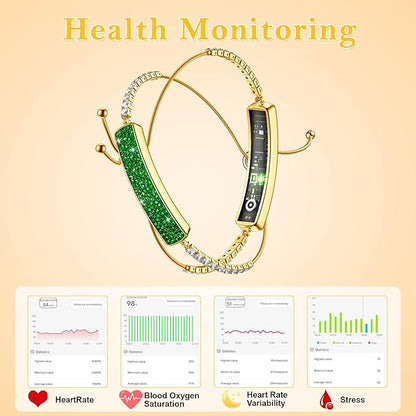 Sleep & Fitness Tracker with 2 Bands, Stylish & Ultra-Light Smart Bracelet for Women, 24/7 Heart Rate, Blood Oxygen & Stress Monitor, Waterproof Health Trackers Gifts for Girls, No Subscription（Green）