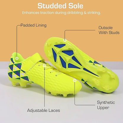 Soccer Cleats for Kids & Youth | Lightweight Football Shoes for Firm Ground | Durable Girls & Boys Soccer Cleats with Non-Slip Sole | Comfortable Soccer Boots | Unisex Size 11-6