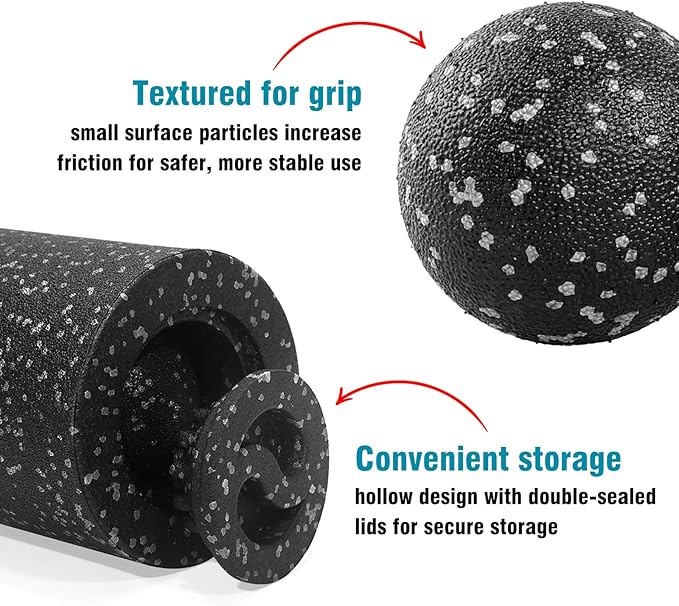 5-in-1 Foam Roller Set for Muscle Recovery ??Includes Yoga Roller, Massage Ball, Peanut Ball, Cone, and Acupressure Disc ??for Back, Legs, and Full Body Relief