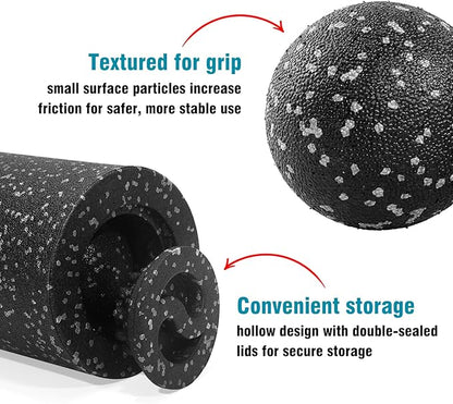 5-in-1 Foam Roller Set for Muscle Recovery ??Includes Yoga Roller, Massage Ball, Peanut Ball, Cone, and Acupressure Disc ??for Back, Legs, and Full Body Relief