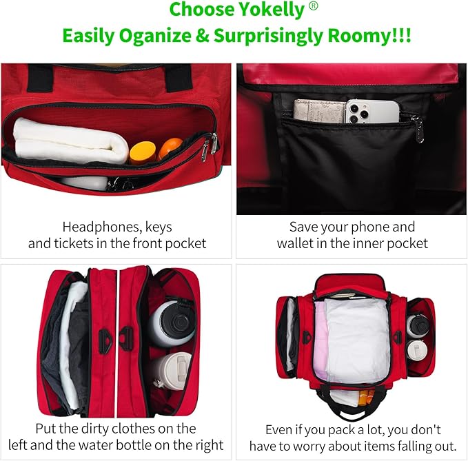 Sports Duffel Bag 22 Inch Travel Gym Duffle - Red