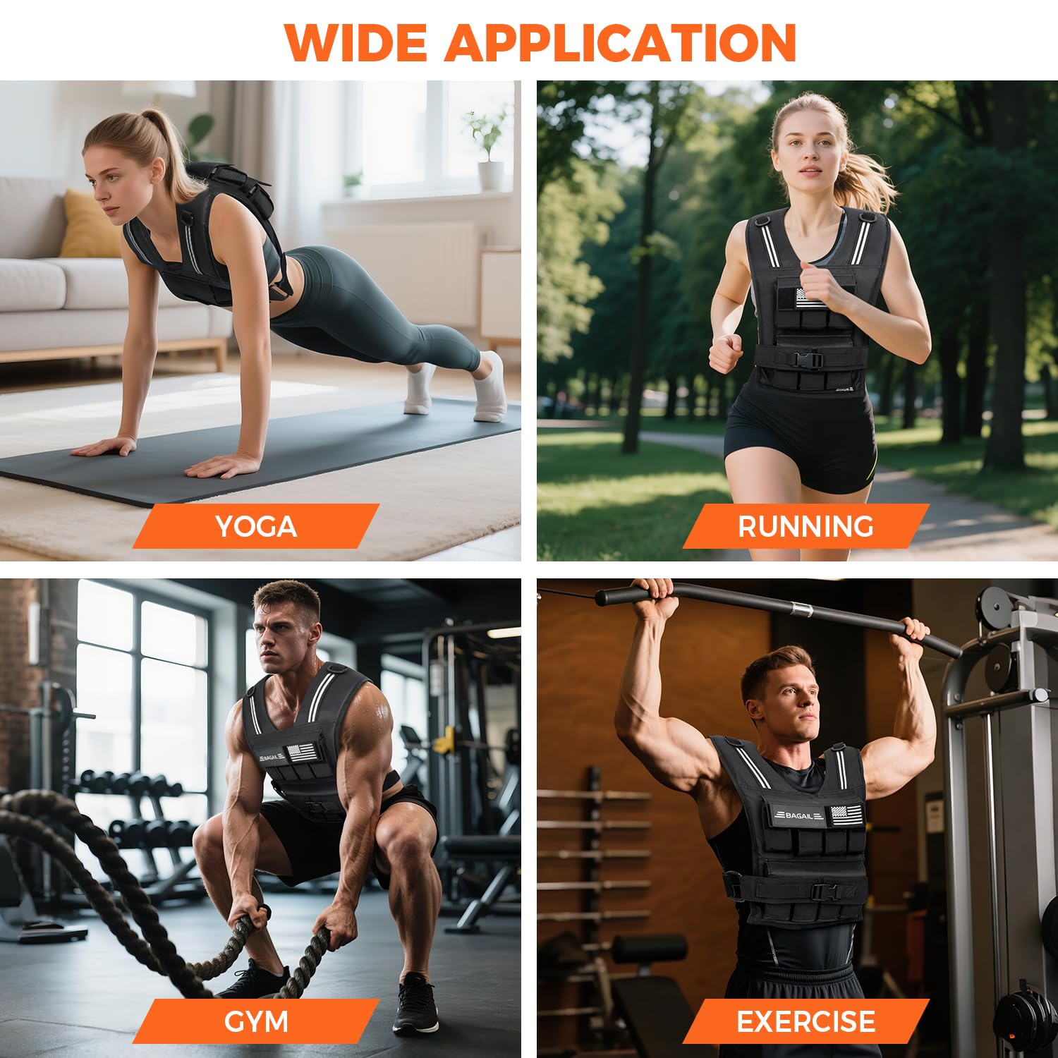 BAGAIL Weighted Vest Men, 20lbs/30lbs/40lbs Adjustable Weighted Vest for Woman with Removable Iron