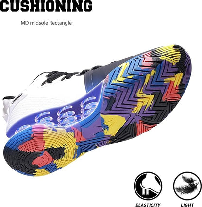ASHION Mens Basketball Shoes Lightweight Breathable Sneakers Anti Slip Sports Shoes for Running Walking Mid Top Sneakers