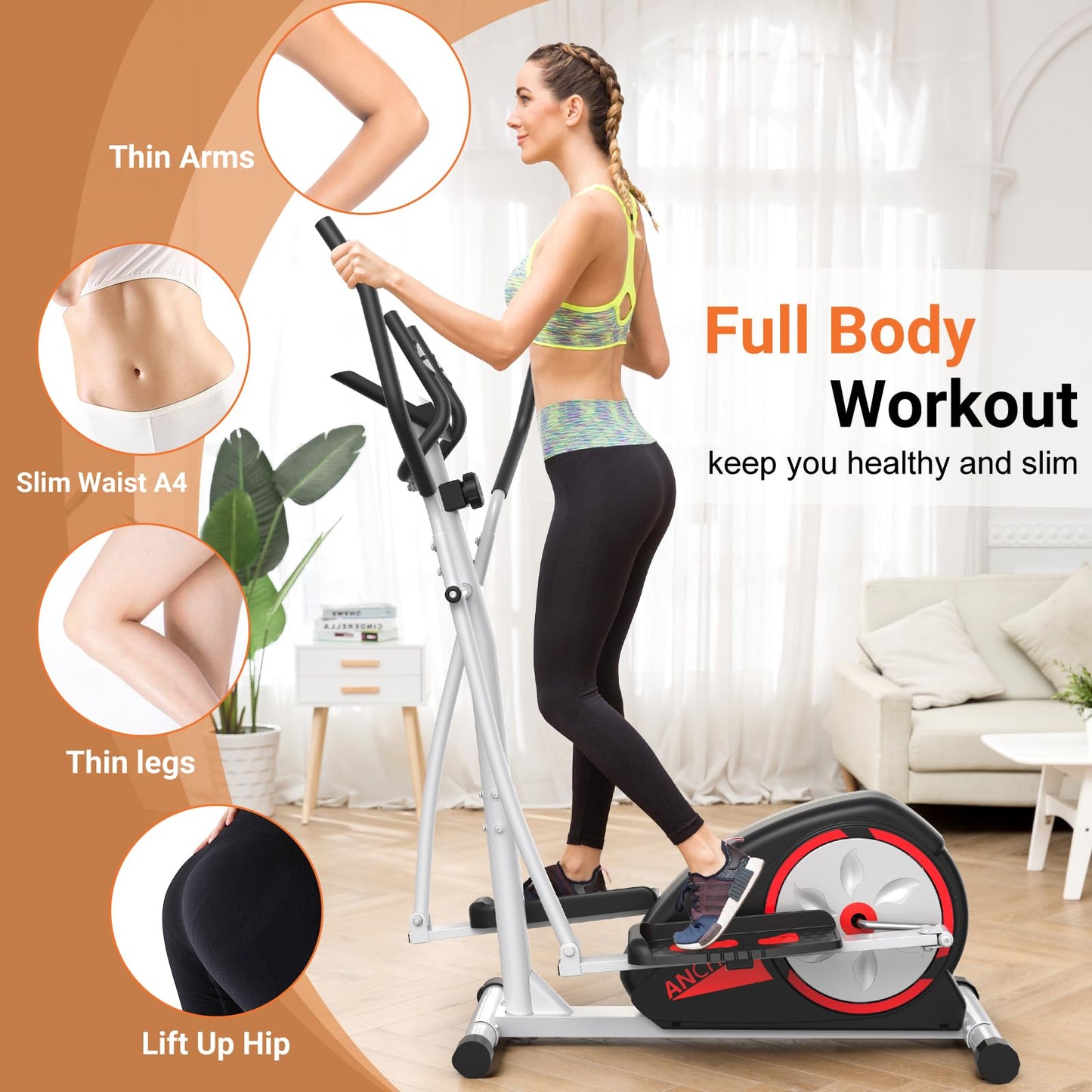 ANCHEER Elliptical Exercise Machine, Elliptical Trainer for Home Gym, Exercise Equipment 500Lbs Max