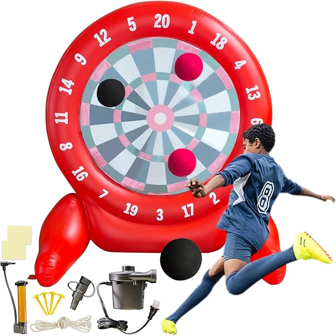 6.4ft Inflatable Giant Kick Darts, Jumbo Outdoor Soccer Target Dartboard, Big Carnival Games for Family, Friends, Giant Outdoor Games, Oversized Dart Board Yard Lawn Game