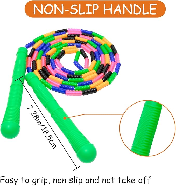 Dutch Jump Rope 16 FT 1 Pack/2 Pack, Long Soft Beaded Jump Rope, Adjustable Segmented Skipping Rope for Kids Adults, Multiplayer Jumping Rope for Fitness Outdoor