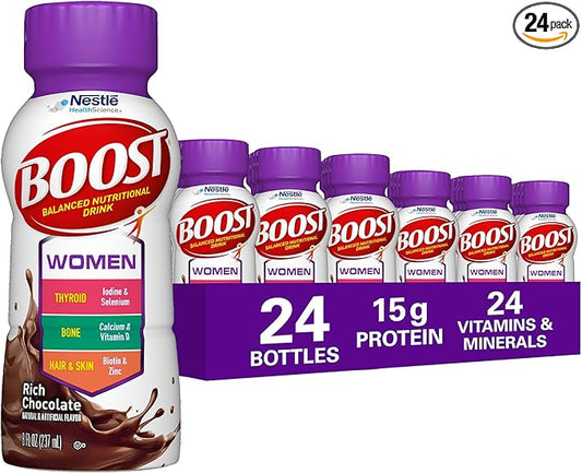 BOOST Women Balanced Nutritional Drink, Rich Chocolate, 8 fl oz (Pack of 24)