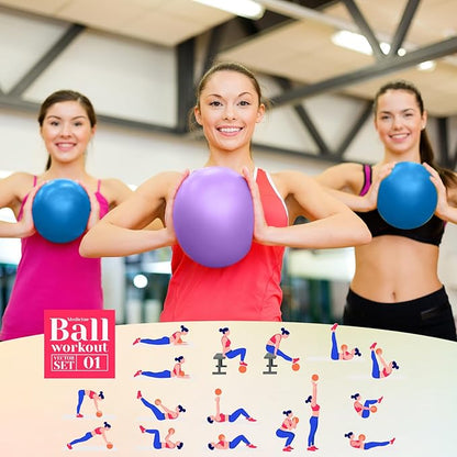 Aoriher 10 Pieces 9 Inch Exercise Pilates Ball Yoga Therapy Core Ball for Yoga Stability Barre Training Stretching Physical Posture Training Gym