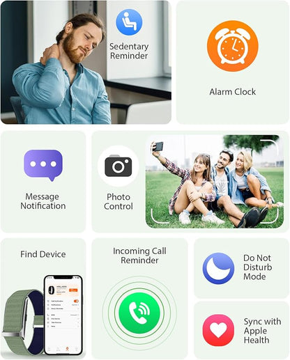 Smart Bracelet, Wearable Activity & Fitness Tracker Band, 24H Sleep Tracker, All-Day Continuous Heart Rate Blood Pressure Stress HRV Monitor, 170+ Sport Modes Smart Wristband with 2 Bands, Free APP